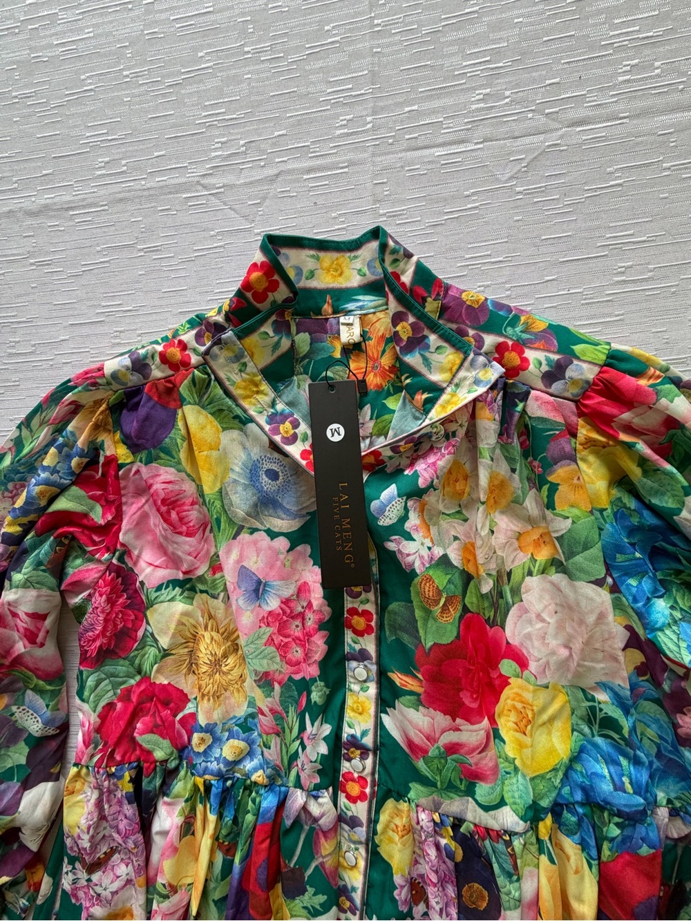 NWT Women’s Floral Pleated High Collar with Belt Dress Size M - Picture 10 of 15